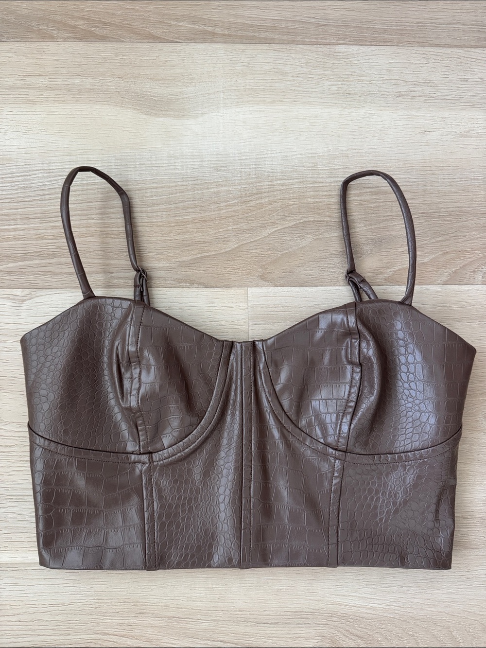 Express - Body Contour Faux Leather Top